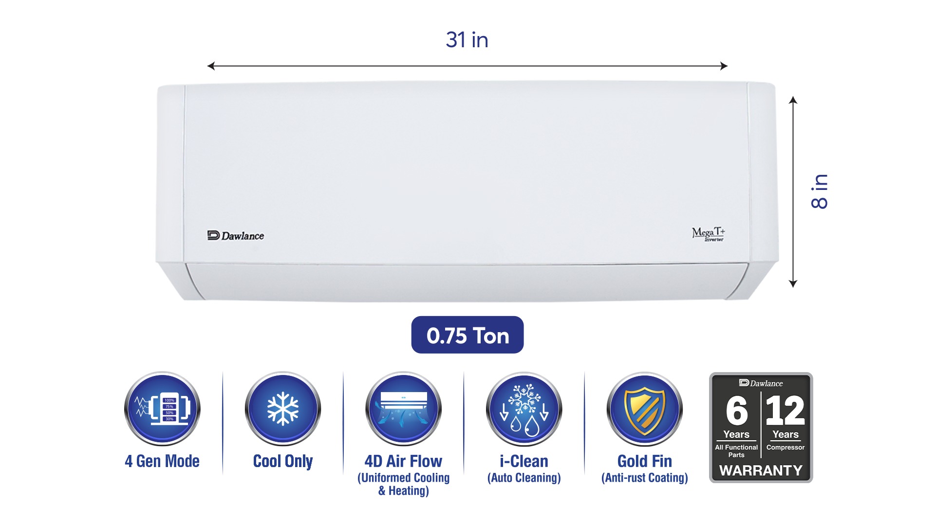 Dawlance Mega T+ Inverter 10 CO Inverter Split AC